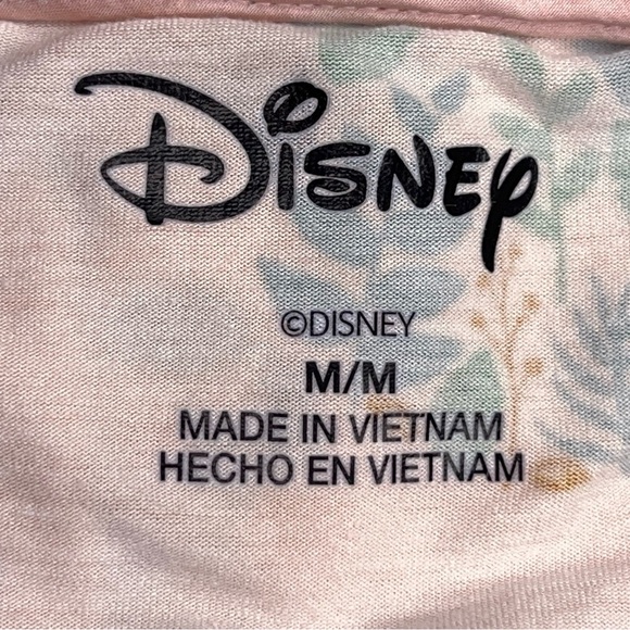 Medium Disney Pink Green Leaves Mickey Mouse Shapes Tshirt Lightweight Tee - Picture 12 of 14